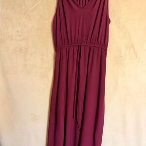 GAP Sleeveless V-Neck Wine Maxi Dress with Waist Tie